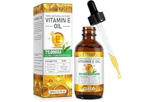 Vitamin E Oil for Skin, Face, Hair, Body, Nails, Organic Vitamin E Oil for Scars, 100% Pure and Natural Blend 75,000 IU for D
