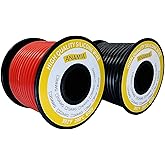 ANAMIA 12 Gauge Stranded Copper Wire 50ft, Flexible 12 AWG Silicone Wire, 200℃ High Temperature 12AWG Automotive Wire (25ft Black + 25ft Red Spools)