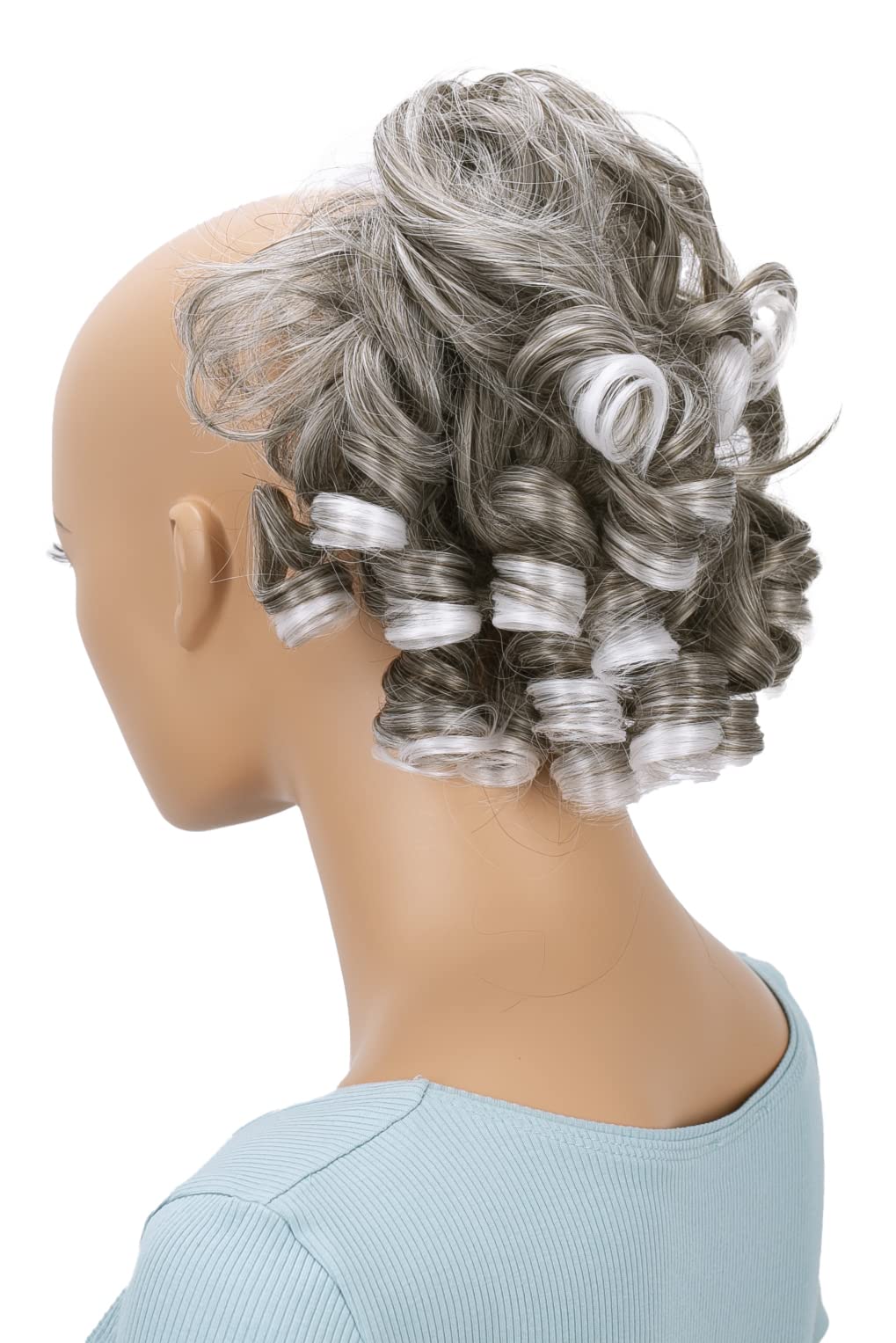 CAISHA Hairpiece Scrunchy Updo Bridal Hairstyles Voluminous Curly Messy Bun White Gray Mix G10L — image 1