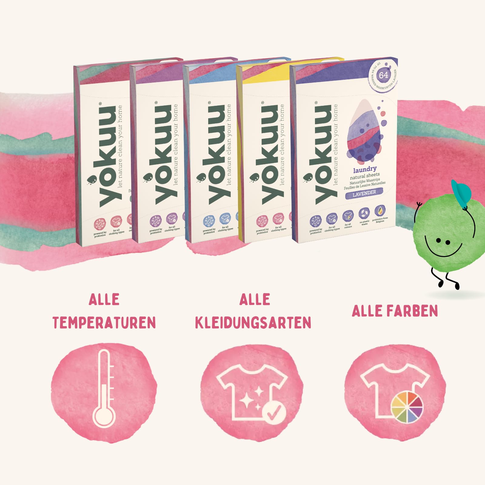 YOKUU Probiotische Reisewaschmittel Blätter | 64 Ladungen | Sommerblumen | Ökologische Waschblätter Schwarze & Weiße Wäsche | Ultra-Konzentriert, Vordosiert & Wasserlöslich 2
