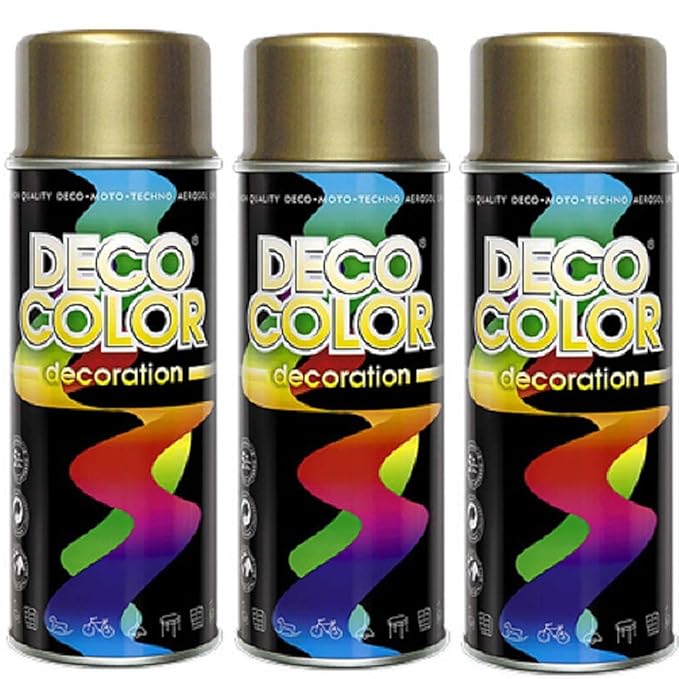 Fahrzeugteile Hoffmann 3er Sparpack DC Lackspray glänzend 400ml nach RAL freie Farbauswahl (3 Dosen in goldlack Glanz)