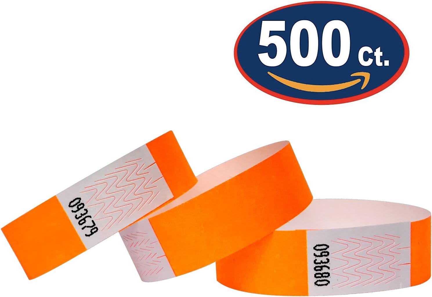 Bracelets d'identification Tyvek 19 mm, 500 pièces, Orange, Bracelets