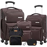 Softside Carry On Luggage Set &amp; Spinner Wheel, Expandable Travel Suitcase | 5 Piece Expandable Luggage Set, Lightweight Carry-Ons Sets with 360&deg; Smooth Universal Spinner Wheels, TSA Approved Lock