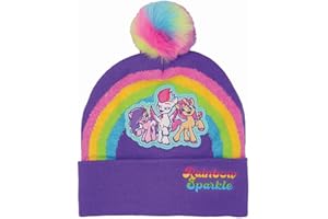 ABG ACCESSORIES Super Mario and MLP Kids Winter Hats, Cute Warm Pom Pom Beanie, Boys Winter Hat Ages 4-14, Girls Cold Weather Hats