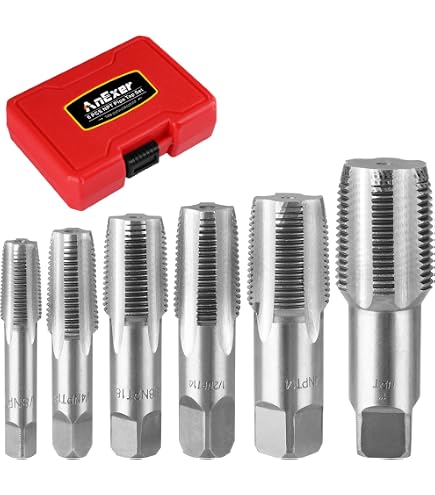 Lot De 5 Tarauds NPT En Acier Carbone - 1/8, 1/4, 3/8 Et 3/4 Pouces - Pour Filetage Tuyaux Et Réparations