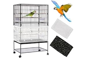 Daoeny 2Pcs Bird Cage Cover, Adjustable Bird Cage Seed Catcher, Large Soft Nylon Mesh Net with Twinkle Moon Star, Birdcage Cover Skirt Seed Guard for Parrot Parakeet Macaw Round Square Cages
