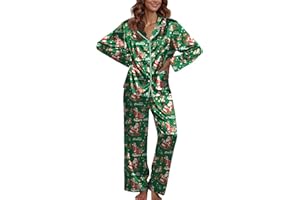 Ekouaer Pajamas For Women Set Silk Pjs 2 Piece Satin Sleepwear Long Sleeve Button Down Lounge Sets With Pant