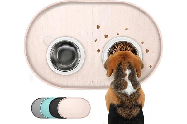 Conlun Dog Food Mat,1.2 cm Raised Edges Cat Food Mat for Spill Containment,BPA-Free Silicone Pet Food Mat for Floor Waterproo