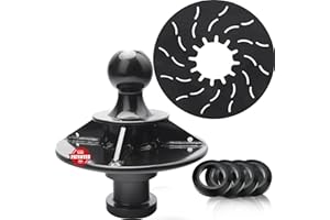 FlexHitch Gooseneck Ball to 5th Wheel Adapter, 1.5" Raised, Heavy Duty Reinforcing Ribs Structure, for Tractor or Trailer Fifth Wheel, Anti-tilt PU Washer and 5th Wheel Lube Plate Included