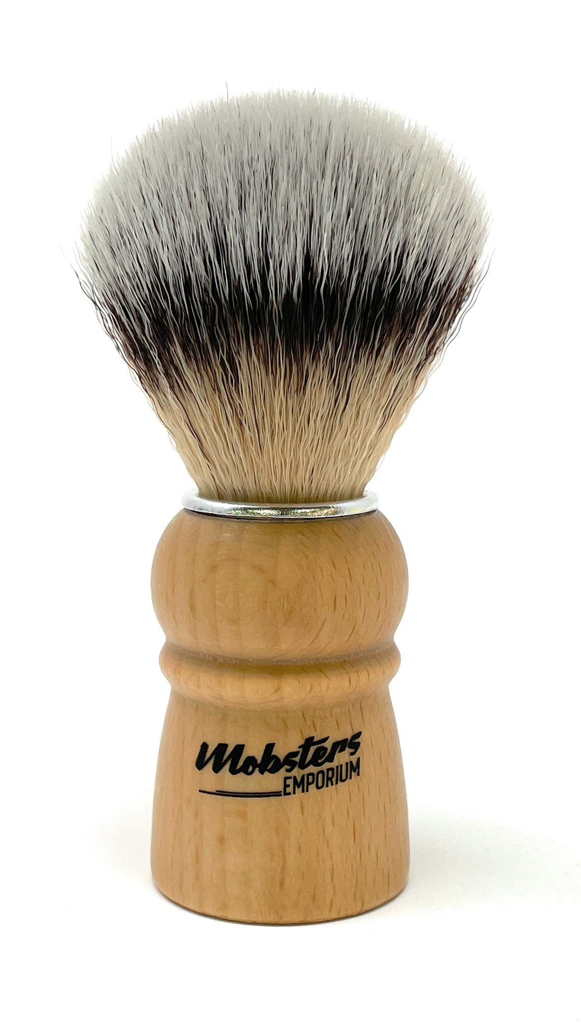 Mobsters Emporium Shaving Brush - Strong Synthetic Bristles, Sturdy Handle Base Shaving Brushes for Men - Gift for Men, Use with Shaving Cream (Wood)