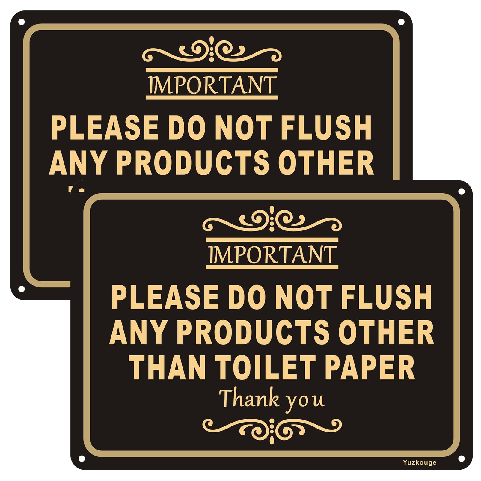 Yuzkouge 2 Pack Please Do Not Flush Any Products Other Than Toilet Paper Sign, 10 ”x7 ” Metal Sturdy Rust Aluminum Sign，Weatherproof, Fade Resistant, Easy Mounting.