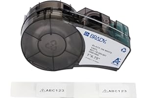 Brady Authentic (M21-18-595-WT) All-Weather Vinyl Label for Indoor/Outdoor ID, Lab and Equipment Labeling, White on Black- for M210, M210-LAB, M211, BMP21-PLUS and BMP21-LAB Printers, .75" H, 1" W