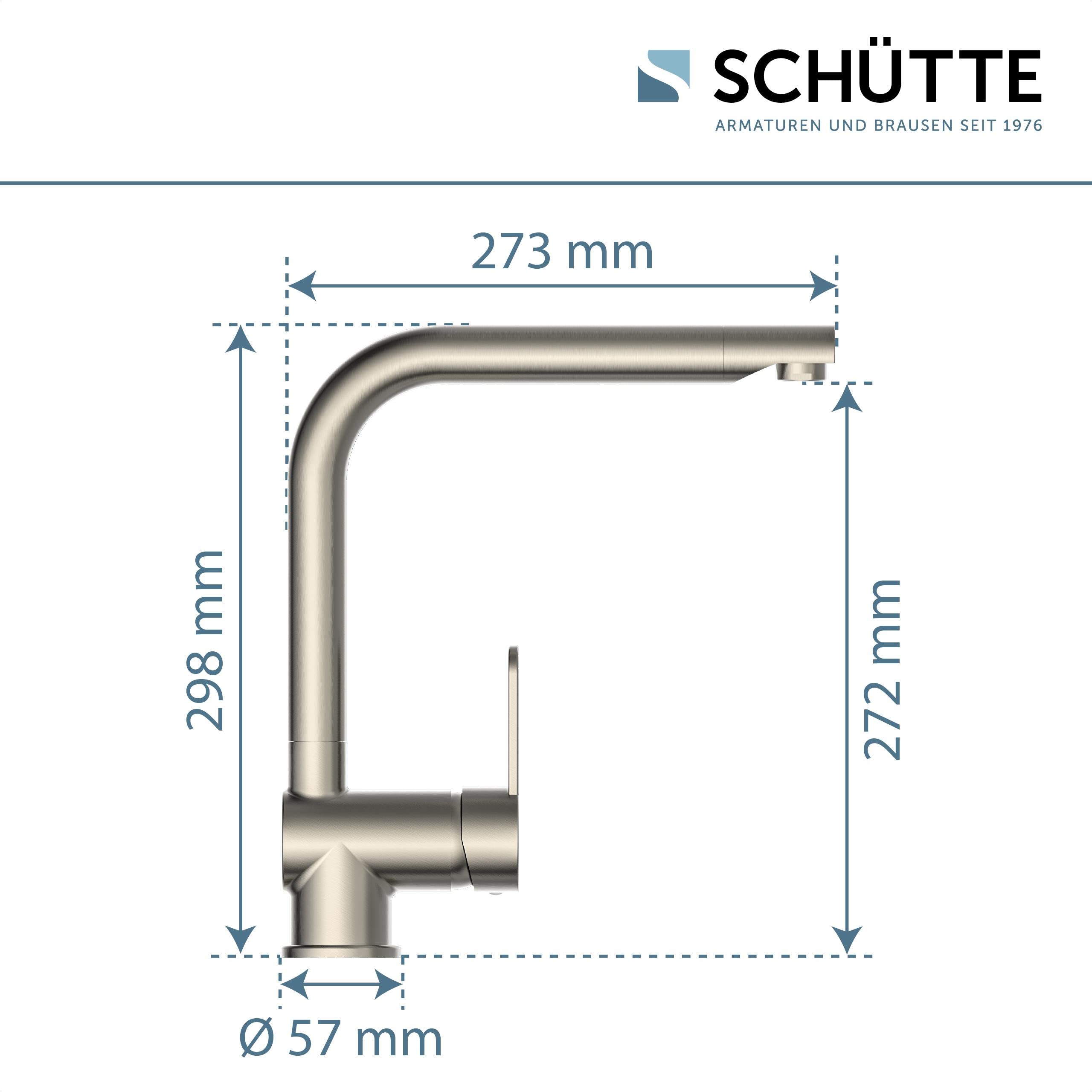 SCHÜTTE 79826 RIO 360° schwenkbare Küchenarmatur, Spültisch Armatur mit hohem Auslauf Küche, Einhebelmischer Einzelspüle Doppelspüle Mischbatterie für die Spüle, Wasserhahn Edelstahloptik
