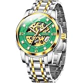 OLEVS Mens Automatic Watch Skeleton Diamond Luxury Mechanical | Self Winding, Dress Wrist Watch, Waterproof, Luminous