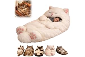 Plush Cat Print Envelope Sleeping Bag,Cat Sleeping Bag for Humans,Giant Plush Envelope Design Sleep Sack Cats Blanket for Hum