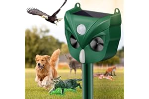 AMSQTO 2024 Solar Ultrasonic Animal Repeller, Dog Outdoor, Deer with Motion Detection LED Flashing Light for Squirrel, Rabbit, Bird,Raccoon, Fox, Deer, Skunk, etc Model-X546