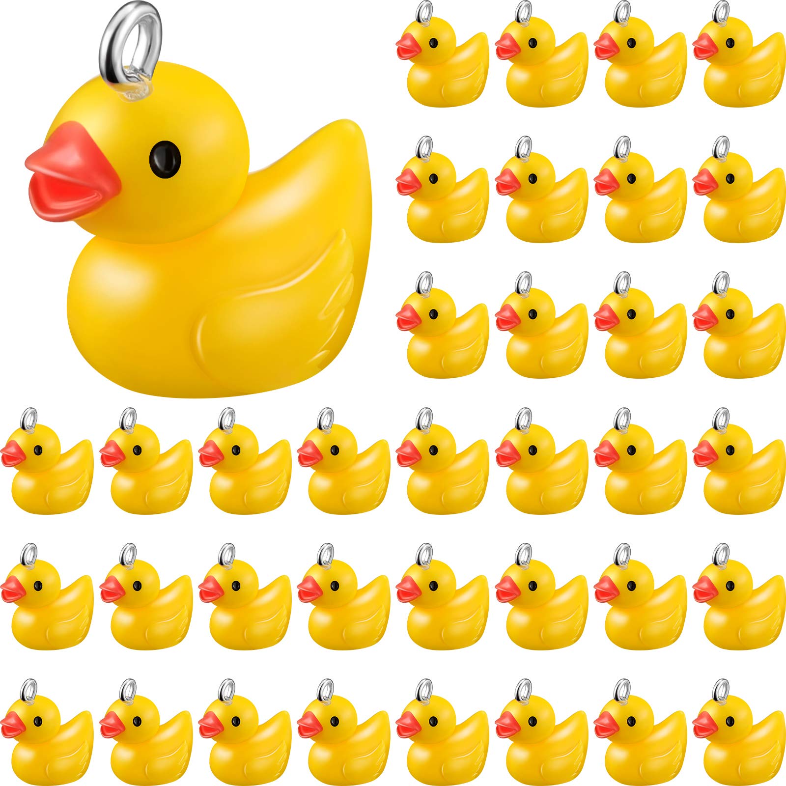 Syhood 40 Pcs Mini Resin Duck Charms,Tiny Yellow Duck Pendants DIY Baby Pendants Jewelry Charms for Bracelet Necklace Jewelry Making Party Supplies