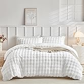 Tokokimo Faux Fur Comforter Set King Size, Ultra Soft Reversible Heavyweight Fluffy Bedding, Extra Warm Winter Comforter with 2 Pillow Cases, All Season Fuzzy Comforter Set, White