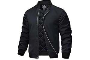 TACVASEN Mens Bomber Jackets Casual Fall Winter Warm Windbreaker Full Zip Windproof Outwear Color-Blocking Coats