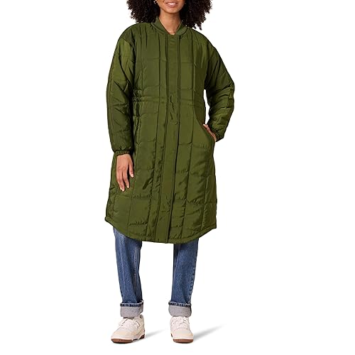 Amazon Essentials Women's Oversized Quilted Coat (Available in Plus Size), Dark Olive, 5X