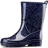 HISEA Women's Mid Calf Rain Boots Waterproof Garden Shoes Fashion Rubber Boots Anti-Slipping Rainboots for Ladies with Comfort Insole Lightweight Mid Height Outdoor Rain Shoes