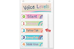 AMZOYA Voice Level Classroom Pocket Chart,Boho Voice Level Classroom Decor/Classroom Management (White)
