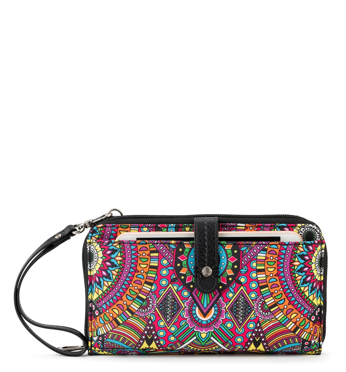 Sakroots Artist Circle Smartphone Crossbody in Eco Twill, Detachable Wristlet Strap, Rainbow Wanderlust