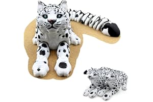 Yipintang 3D Printed Creature Flexible Animals - 8 Inches Fidget Animal for Desk Décor (Snow Leopard)
