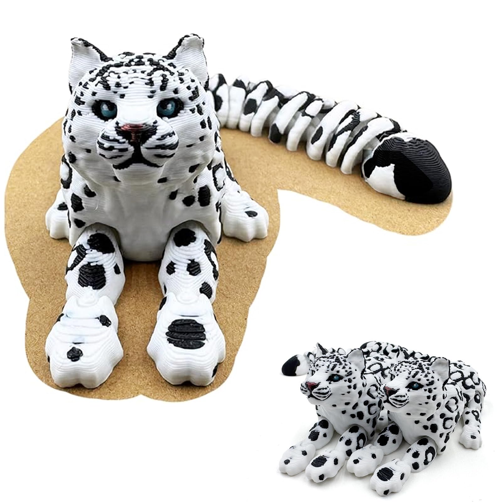 Photo 1 of Yipintang 3D Printed Creature Flexible Animals - 8 Inches Fidget Animal for Desk Décor (Snow Leopard)