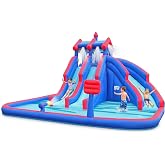 Sunny &amp; Fun Mega Sport Inflatable Water Triple Slide Park for Kids Backyard | Heavy-Duty Oxford Blow-Up Water Park | Climbing Wall, Splash Pool, Air Blower &amp; Carry Bag | Easy Setup &amp; Drainage