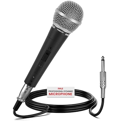 Pyle Professional Dynamic Vocal Microphone - Moving Coil Dynamic Cardioid Unidirectional Handheld Microphone with ON/OFF Switch Includes 15ft XLR Audio Cable to 1/4'' Audio Connection - PDMIC59