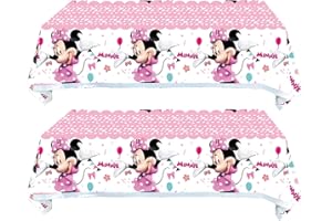 Fenghu 2Pcs Minnie Tablecloth for Minnie Table Cover Party Supplies Decorations (70in x 42in)