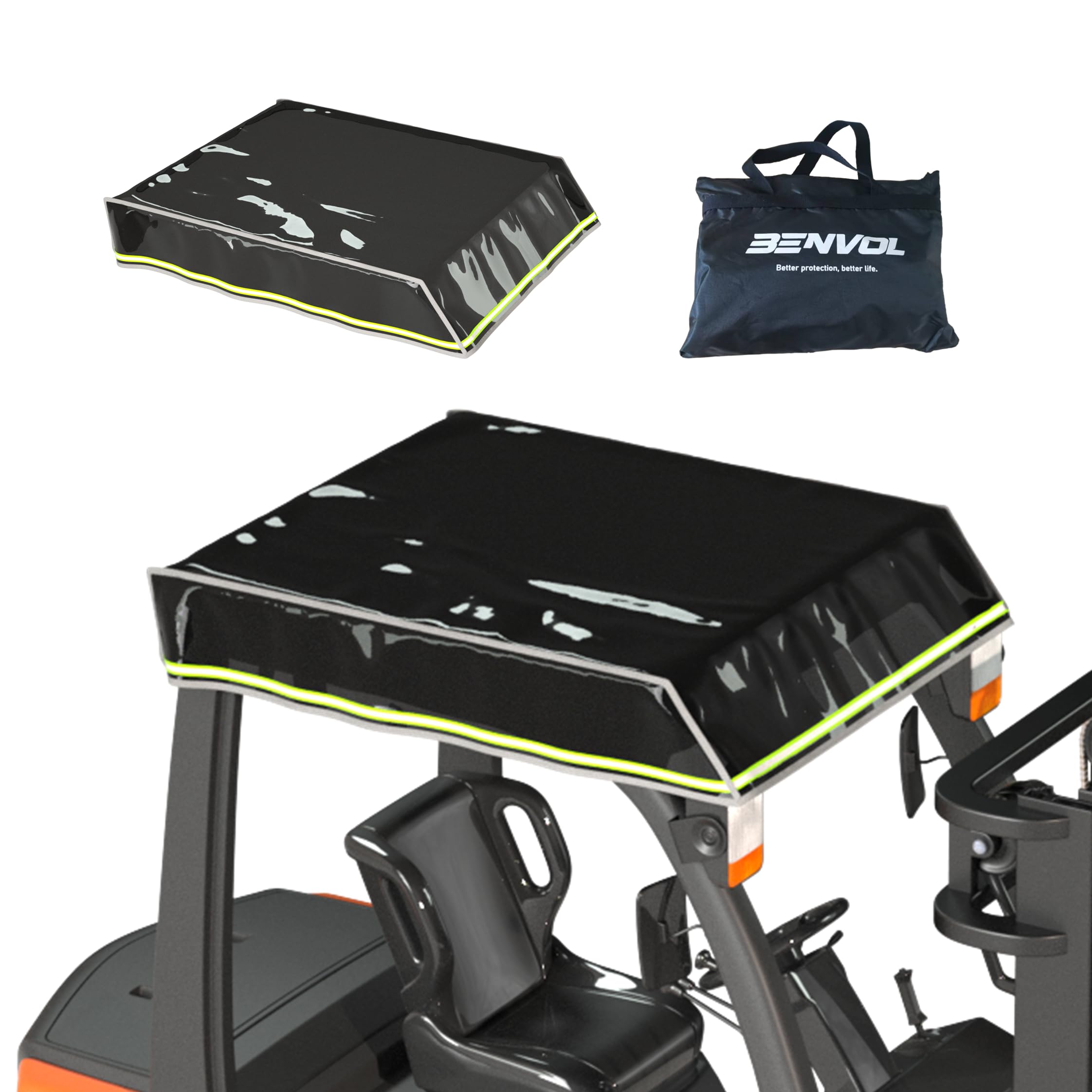 Photo 1 of Santiano Forklift Cover fo Sun Protection - 0.5mm Black Transparent PVC,90% UV Protection ,Waterproof, Forklifts Roof Cover ,| 47"W x 45"L | Fits 6000lb Forklift (Weatherproof, High Visibility Design)