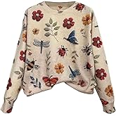 SOLY HUX Women's Long Sleeve Shirts Crew Neck Floral Printed Sweater Pullover Casual Fall Clothes