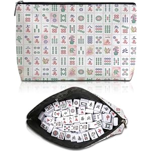 Blue Leaves Mahjong Tile Bag American Mahjong Bag Makeup Bags (Case Only)