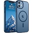 SUPFINE Magnetic for iPhone 12 Mini Case & iPhone 13 Mini Case (Compatible with MagSafe) (Military Grade Drop Protection) Slim Translucent Matte Shockproof Phone Cover,Deep Blue