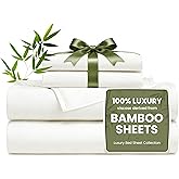 Love's cabin 4 Piece Queen Sheet Set, Cooling Sheets, 100% Rayon Derived from Bamboo, Breathable & Soft Queen Size Bed Set, Deep Pocket Up to 16", Hotel Luxury Silky Bedding Sheets, White