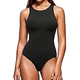 CRZ YOGA Butterluxe Sleeveless Bodysuit for Women High Neck Double Lined Sexy Tank Tops Racerback Thong Jumpsuits