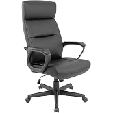 STAPLES Rutherford Manager Office Chair, High Back, Faux Leather, Black | Adjustable height swivel chair for executive offices and home workspaces.