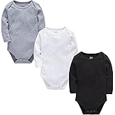 kavkas Baby Bodysuits Long and Short Sleeve Basic Cotton One-piece for Infant and Toddler Newborn Clothes 3 Pack
