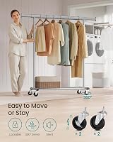 SONGMICS Clothes Rack on Wheels Heavy Duty 100 kg Extendable Rail 92-132 cm view 5