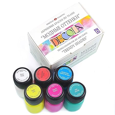 Nevskaya Palitra Hochwertiges Textilfarbe Trendtöne Set | 6 x 20ml | Stoffmalfarben waschfest