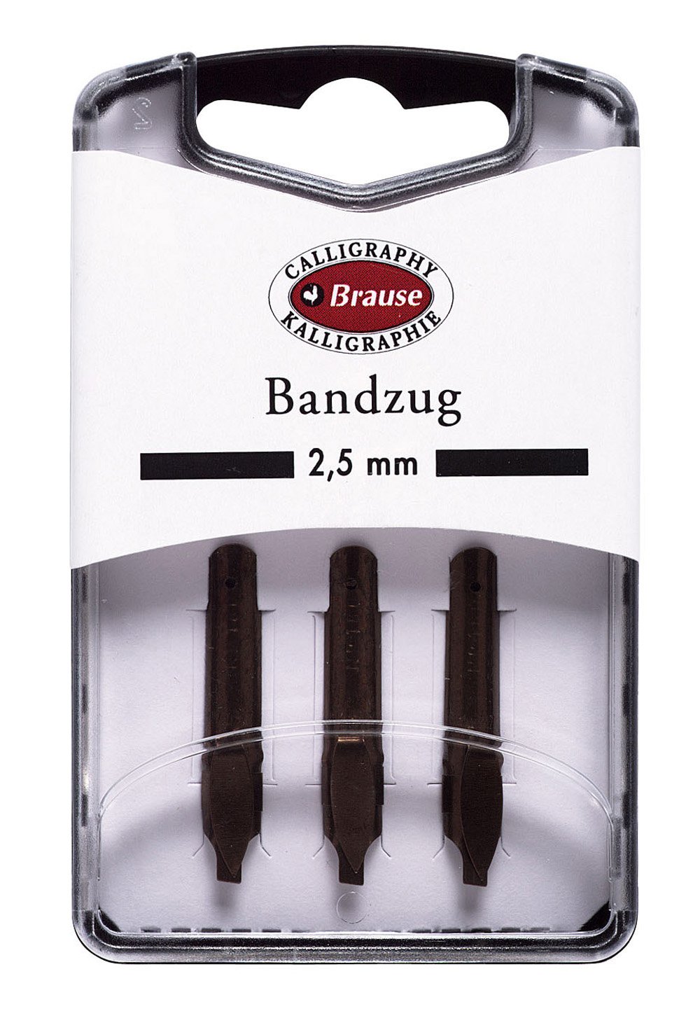 Brause 318025B - Calligraphy nibs for penholder - Box of 3 Bandzug - Size 2.5 mm metal nibs - Manufactuered in Germany - Drawing - Writing - Creative Tools