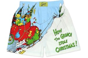 Dr. Seuss The Grinch Holiday Men's Button Fly Boxer Lounge Shorts