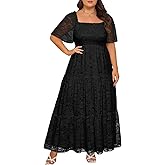 Plus Size Wedding Dress Bride Boho Lace Formal Square Neck Ruffle Sleeves Long Dresses for Curvy Women