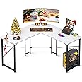 Casaottima 47 inch L Shaped Gaming Desk, Corner Desk Gaming Table for Home Office, Computer Desk Sturdy Writing Workstation for Small Space, Easy to Assemble, White
