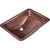 Monarch Abode Bathroom Sink &ndash; 21-Inch Venitian Dual Mount Undermount or Drop In Bathroom Sinks, Bathrooms Hand Hammered Pure Copper Vanity Sink for Countertop, Powder Room, Bath, or Restroom