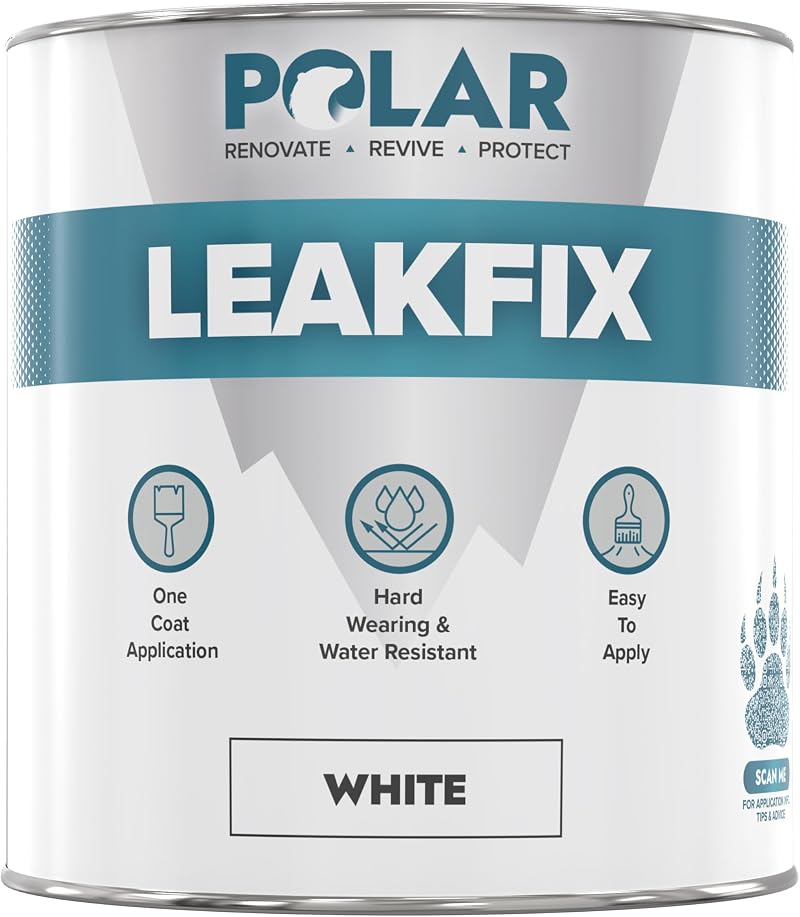 Polar Leak Seal Paint 1L White Waterproof Roof Sealant - Easy One Coat
