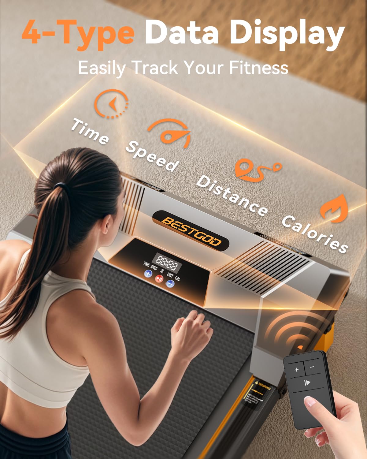 Walking Pad Treadmill, BestGod Incline Under Desk Treadmill 330lbs Capacity, 2.5HP Portable Treadmills for Home, Compact Treadmills Mini Walking Pad, Running Machine with Remote Control