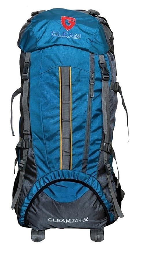 Gleam 2209 Climate Proof Mountain Trekking & Rucksack Backback 75Litres Sky Blue & Grey with Rain Cover